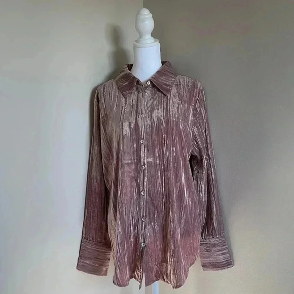 Marc New York Andrew Marc Mauve Velvet Button Down Shirt​​ - Picture 1 of 12